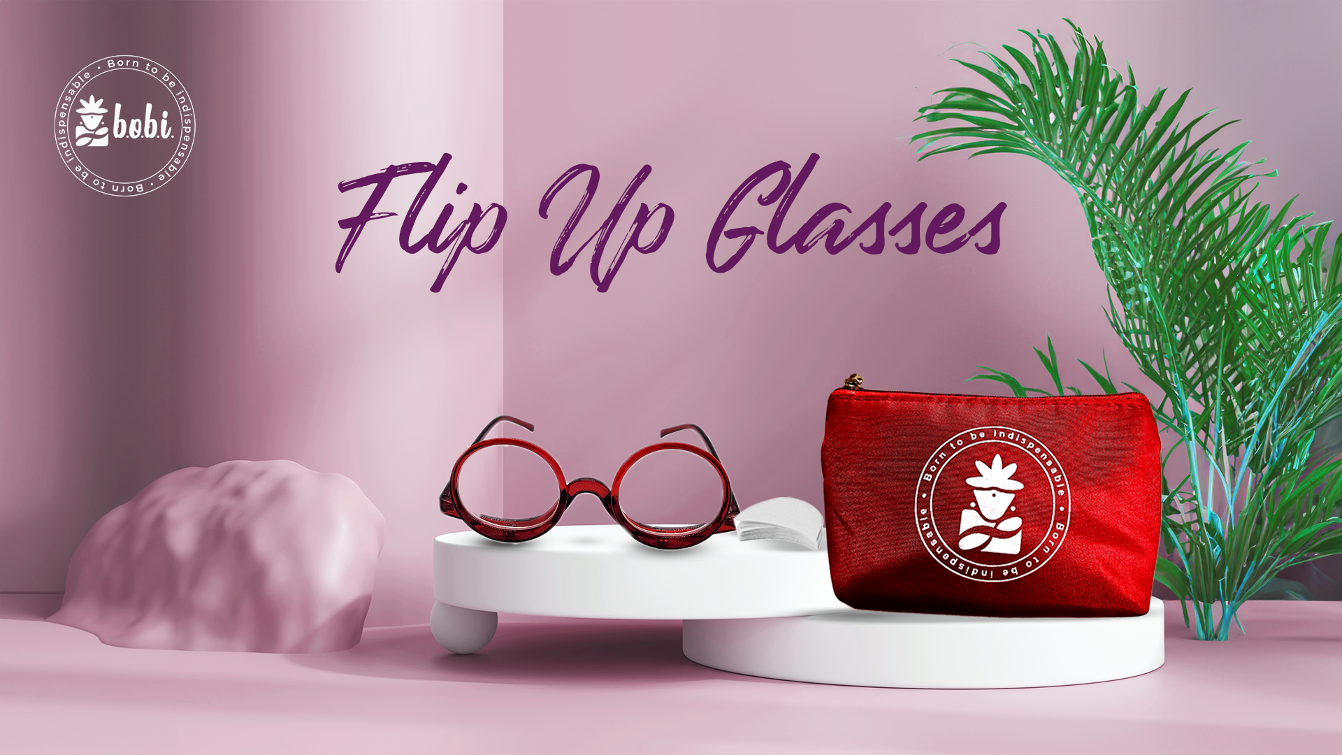 BOBI Makeup Glasses for Women | Flip Down Eye Makeup Glasses | Magnifying Cosmetic Spectacles with Pouch | Portable Makeup Readers | Scratch Resistant