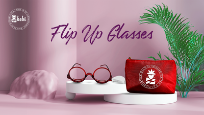 BOBI Makeup Glasses for Women | Flip Down Eye Makeup Glasses | Magnifying Cosmetic Spectacles with Pouch | Portable Makeup Readers | Scratch Resistant