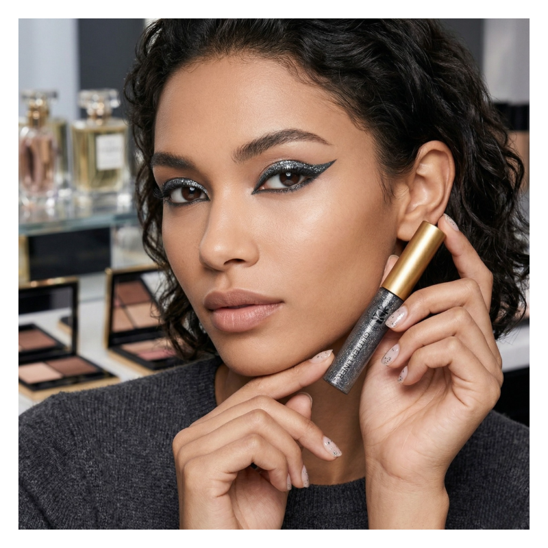 BOBI Glitter Eyeliner Black | Diamond Sparkle Finish | Waterproof Long Wear | Quick Dry Smudgeproof | Felt-Tip Precision | Cruelty-Free Paraben-Free-5ml