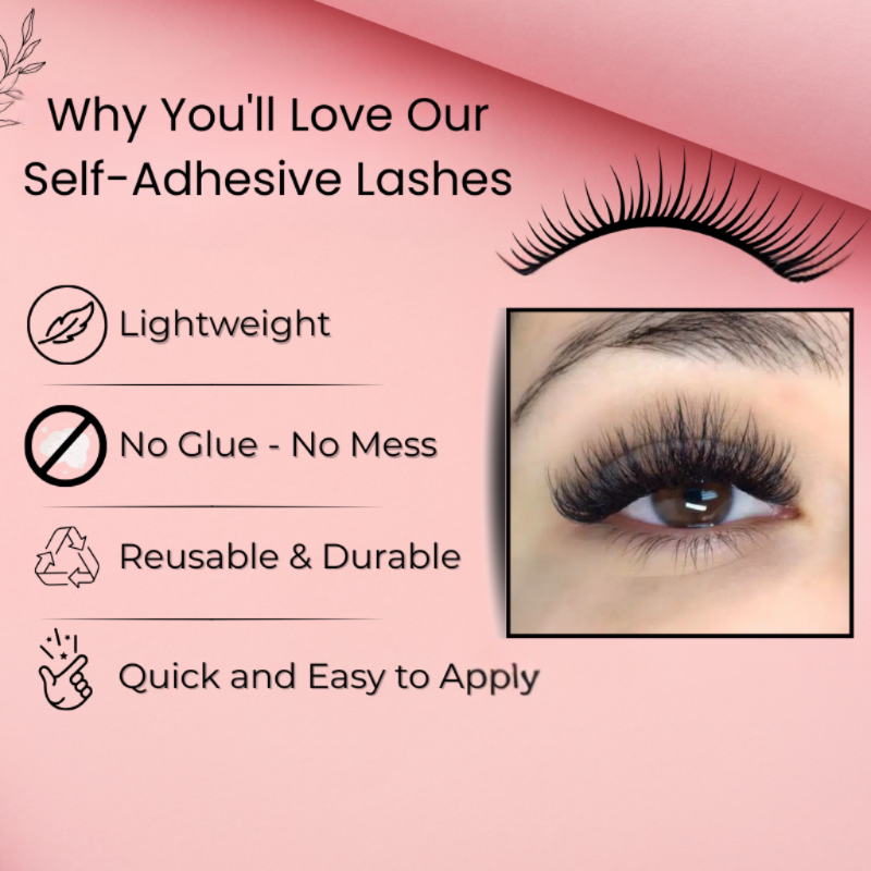 BOBI Self Adhesive Eyelashes SA04 Open Eye – Tapered Center Lift | Wide & Open-Eyed Look | Reusable | No Glue | Lightweight Wear