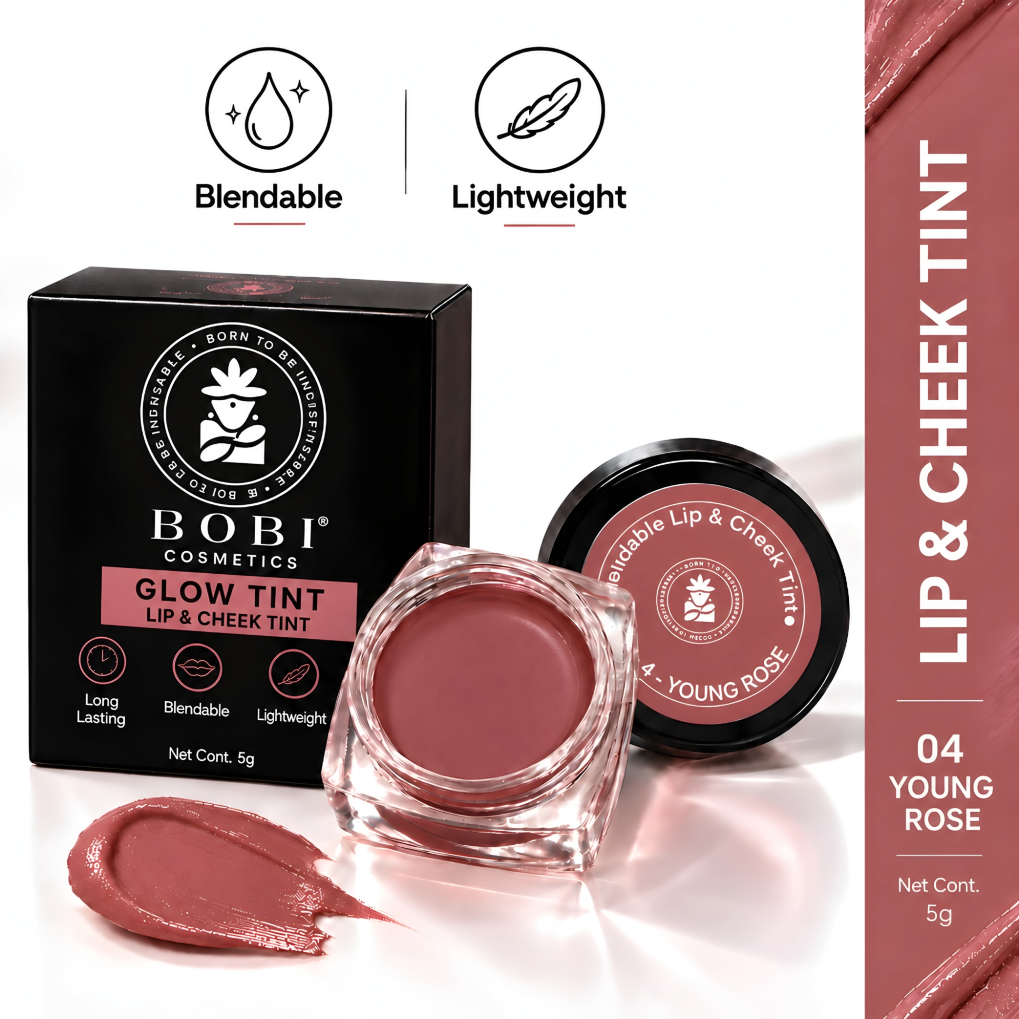 BOBI Glow Tint Young Rose lip and cheek tint 5 g - image 2