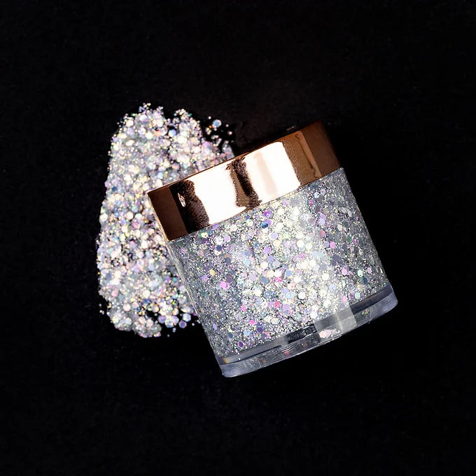 BOBI Glitter Gel Eyeshadow Duo Chrome Eye Makeup - Silver Duo (10 gm)