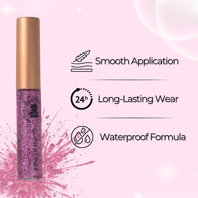 BOBI Glitter Eyeliner Pink | Diamond Sparkle Finish | Waterproof Long Wear