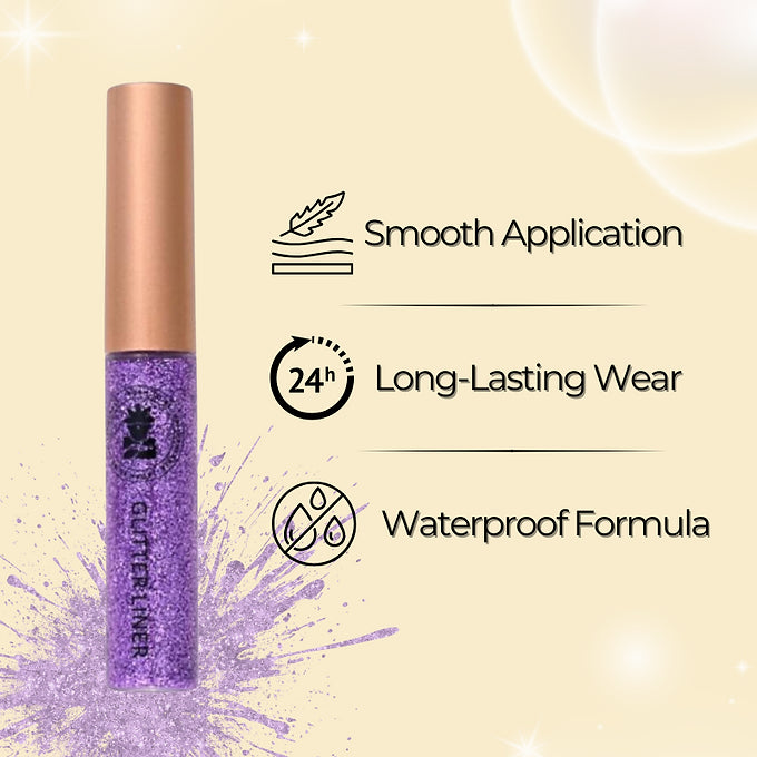 BOBI Glitter Eyeliner Purple | Diamond Sparkle Finish | Waterproof Long Wear