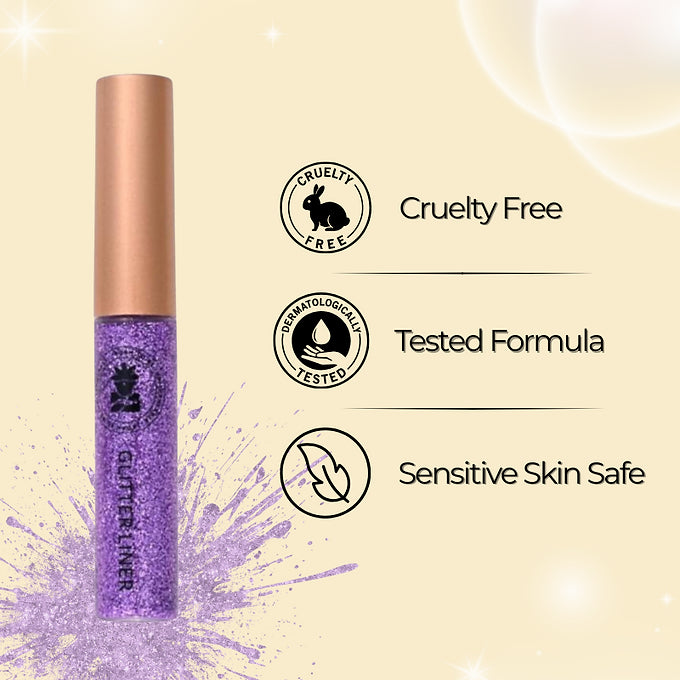BOBI Glitter Eyeliner Purple | Diamond Sparkle Finish | Waterproof Long Wear